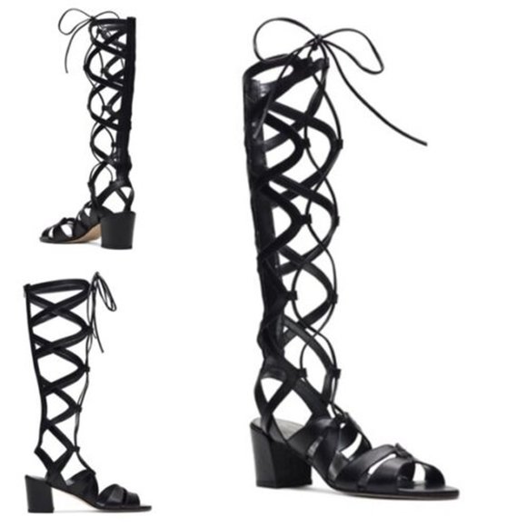 NEW $550 Stuart Weitzman Grecian Sandal GLADIATOR Black Leather 6  CELEBS (Z1) - Picture 2 of 8